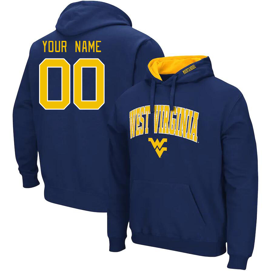 Custom West Virginia Mountaineers Name And Number College Hoodie-Navy - Click Image to Close